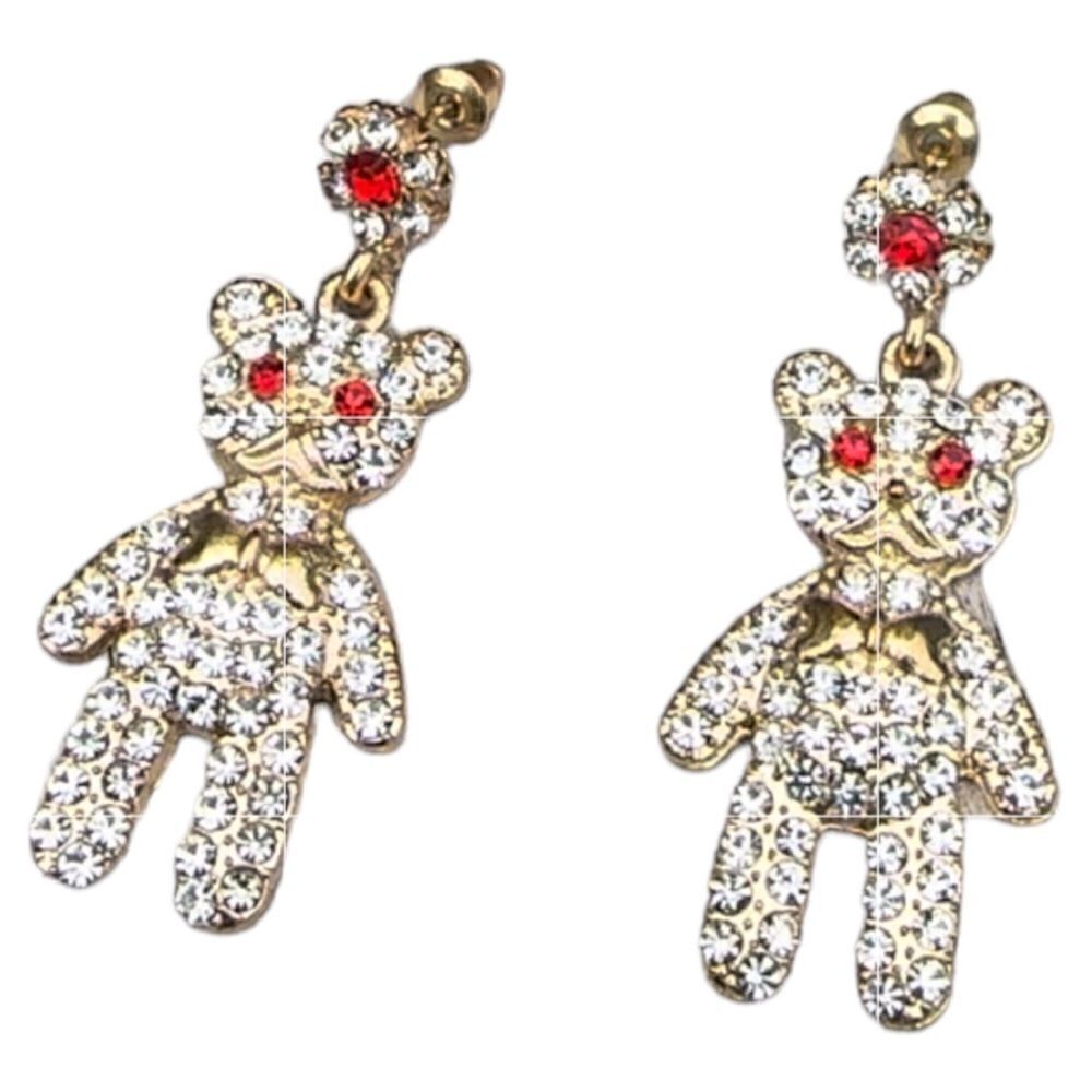 Teddy Bear EARRINGS Full Rhinestone Austrian crystals; moving Body /Teddy Bear